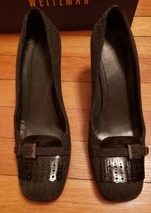 Stuart Weitzman grey flannel Kilton pumps
